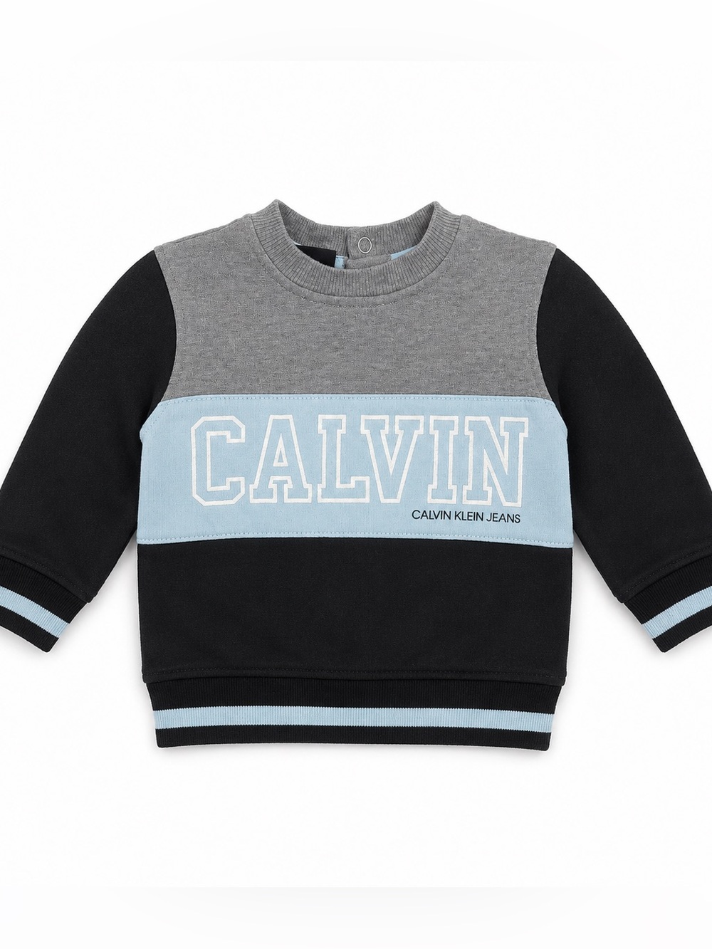 Calvin Klein Jeans Black, Gray & Light Blue Colorblock Kids Sweatshirt